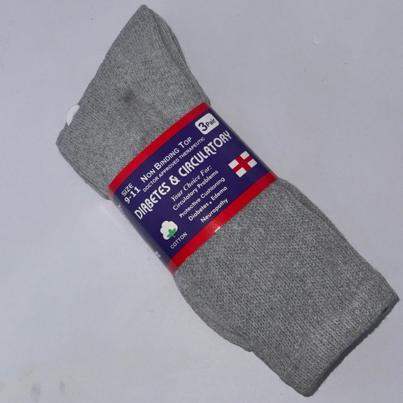 3 pairs Diabetic & Circulatory Men's size 9-11 Gray Socks NWT - Picture 2 of 10